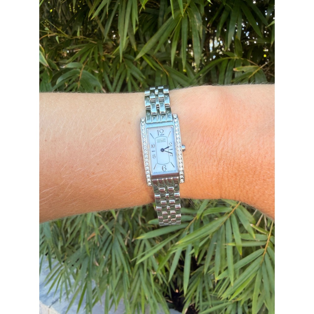 Citizen Eco-Drive Petite Palidoro Women Stainless Steel Crystal Tank Watch